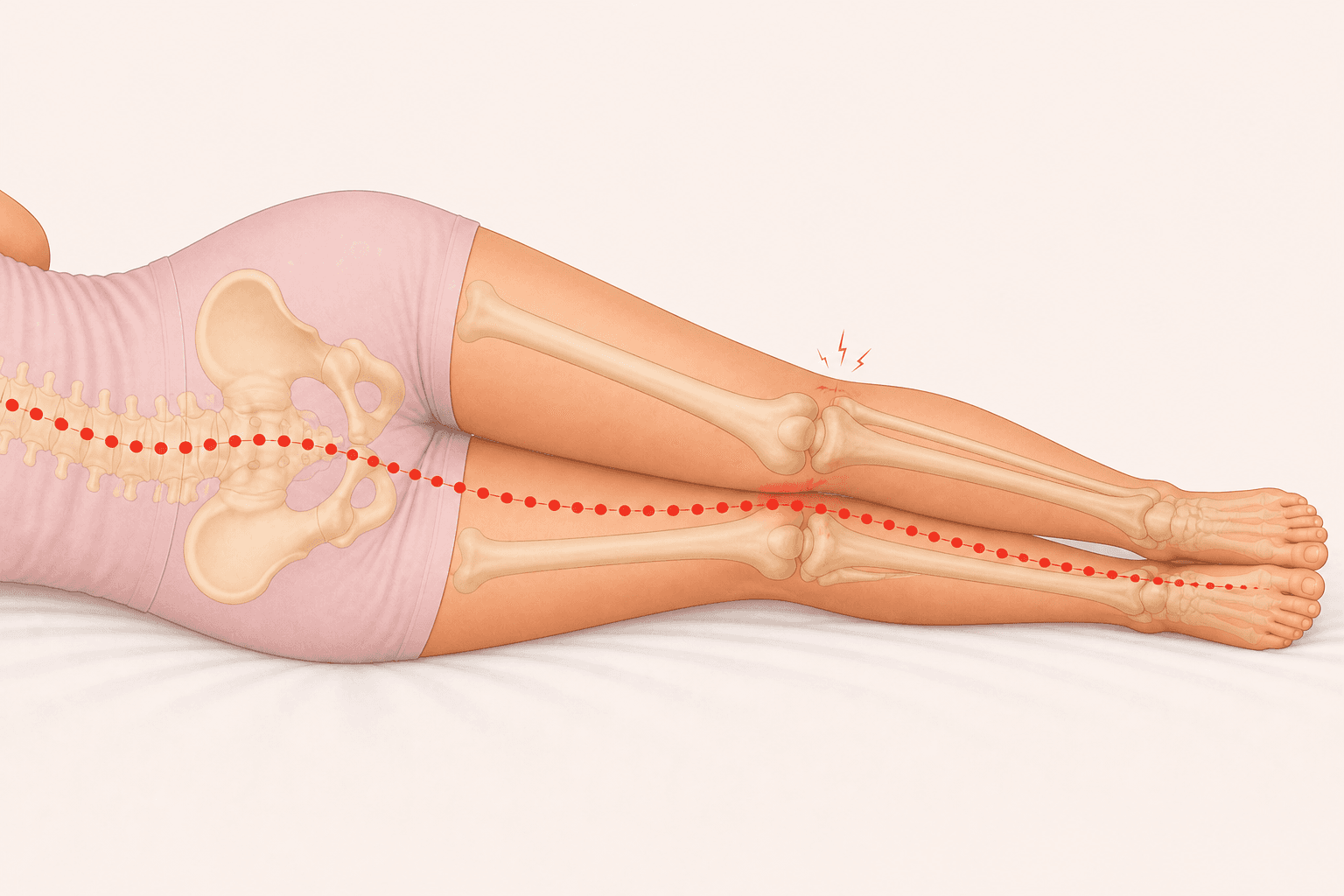 Side sleeper without knee and leg support