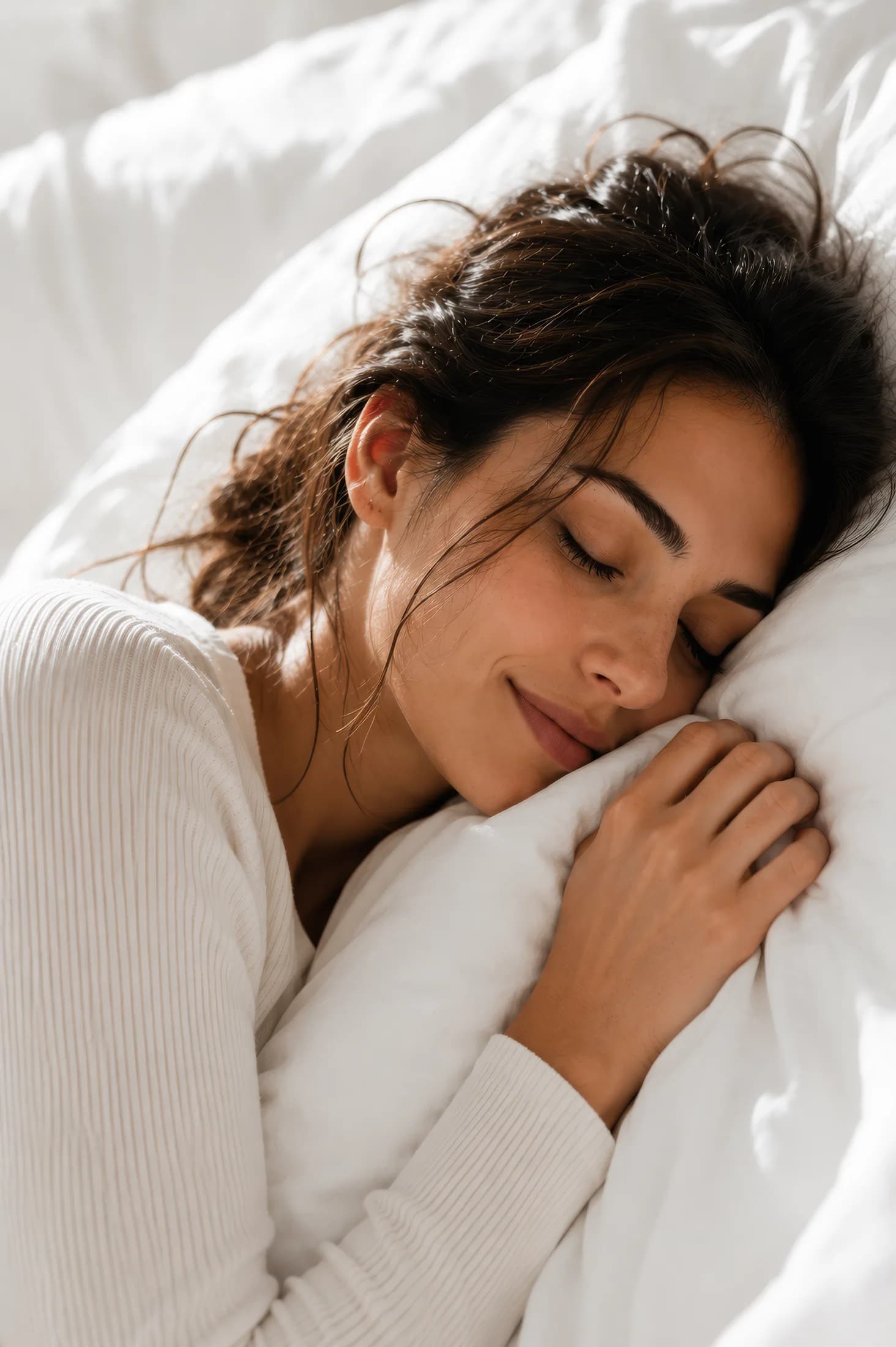 Happy, relaxed woman sleeping peacefully