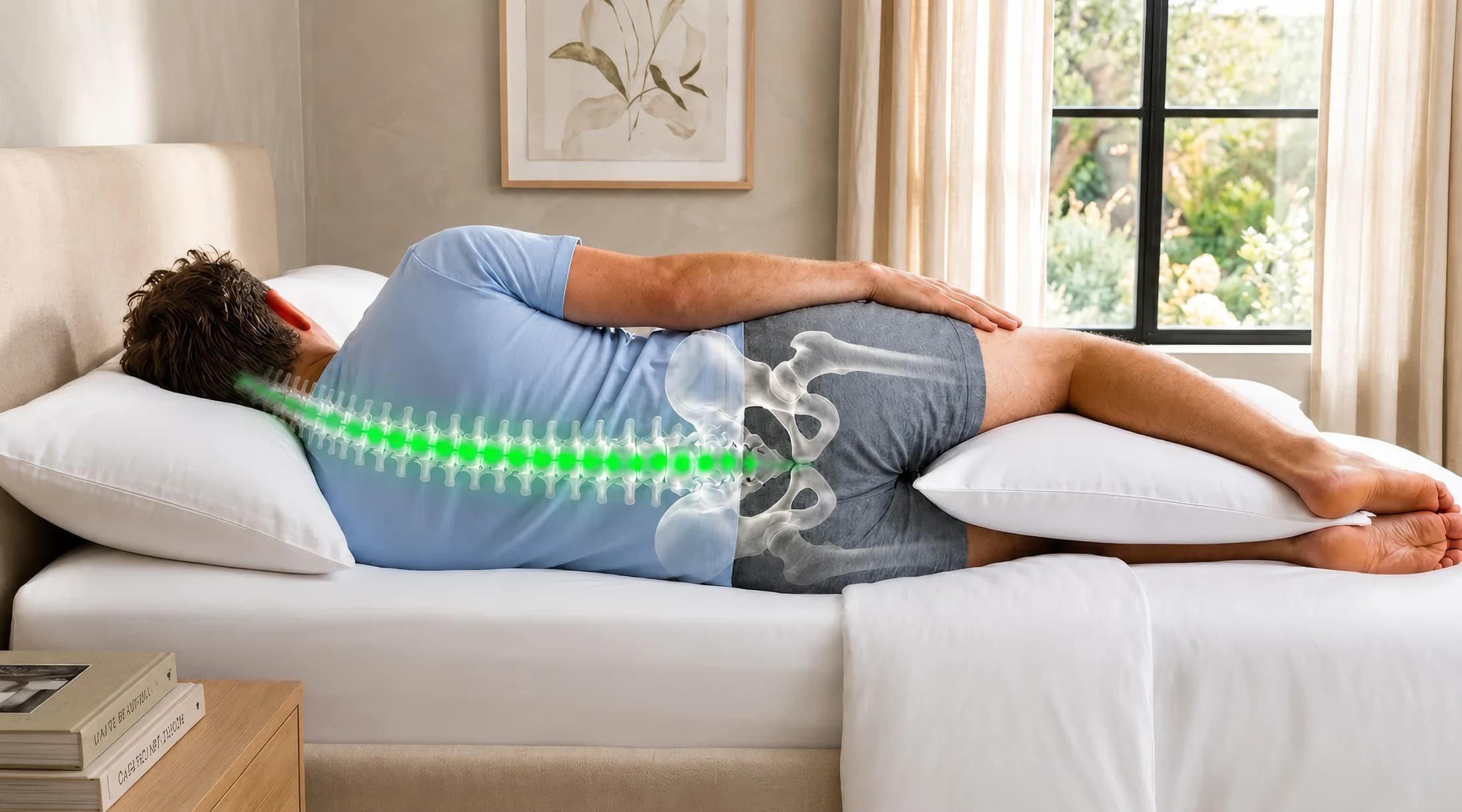 Hip and pelvis alignment with snuggL pillow