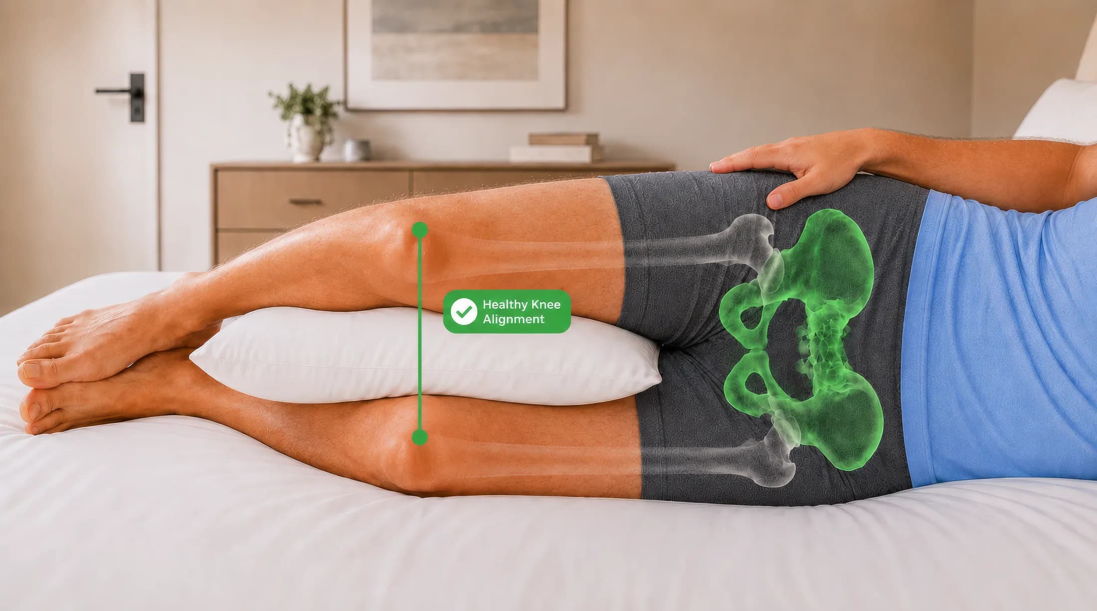Knee and leg cushioning with snuggL pillow