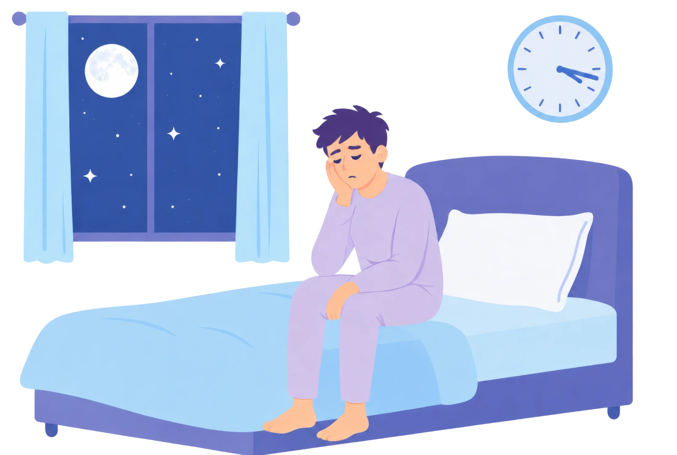 Illustration of a sleepless side sleeper