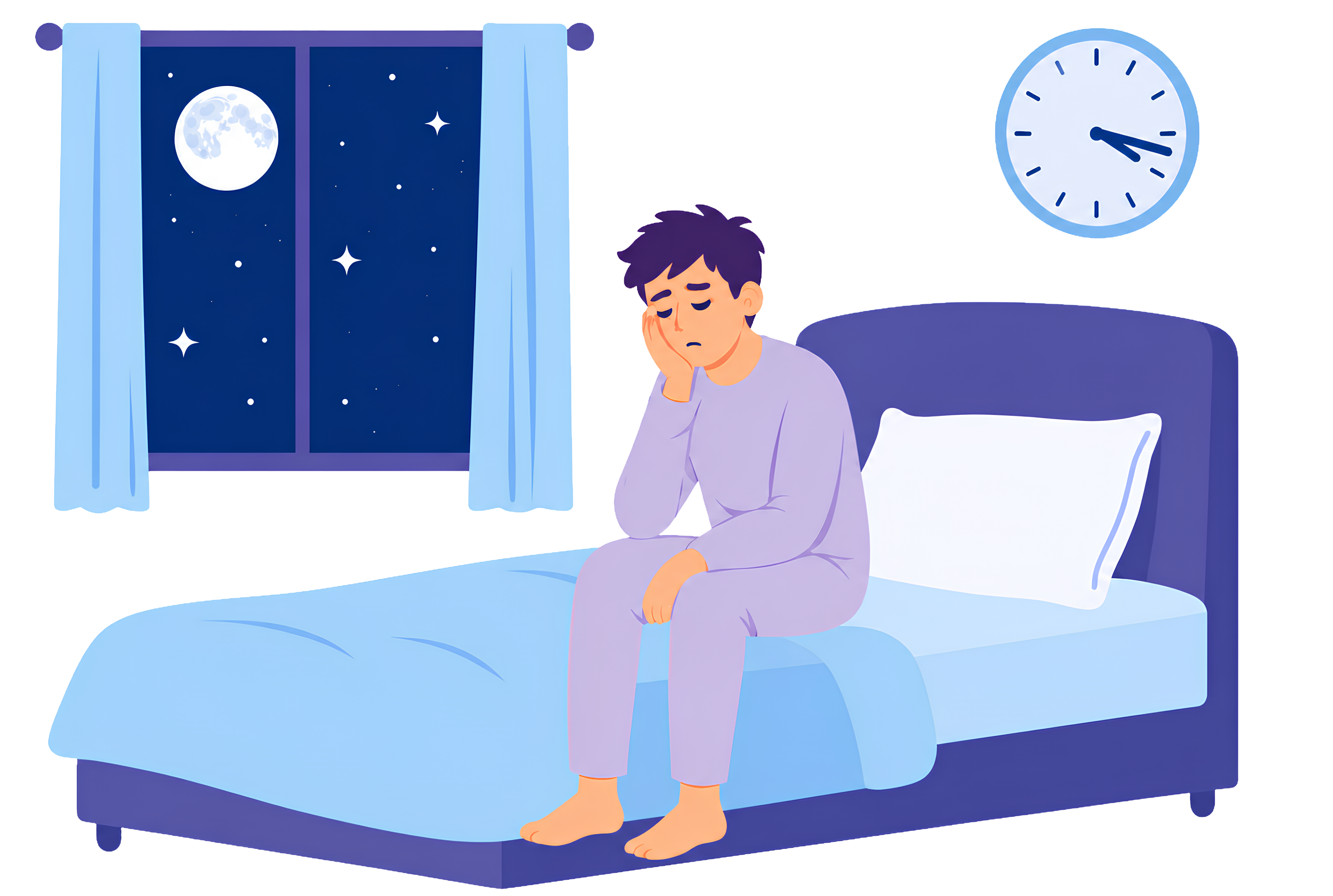 Illustration of a sleepless side sleeper