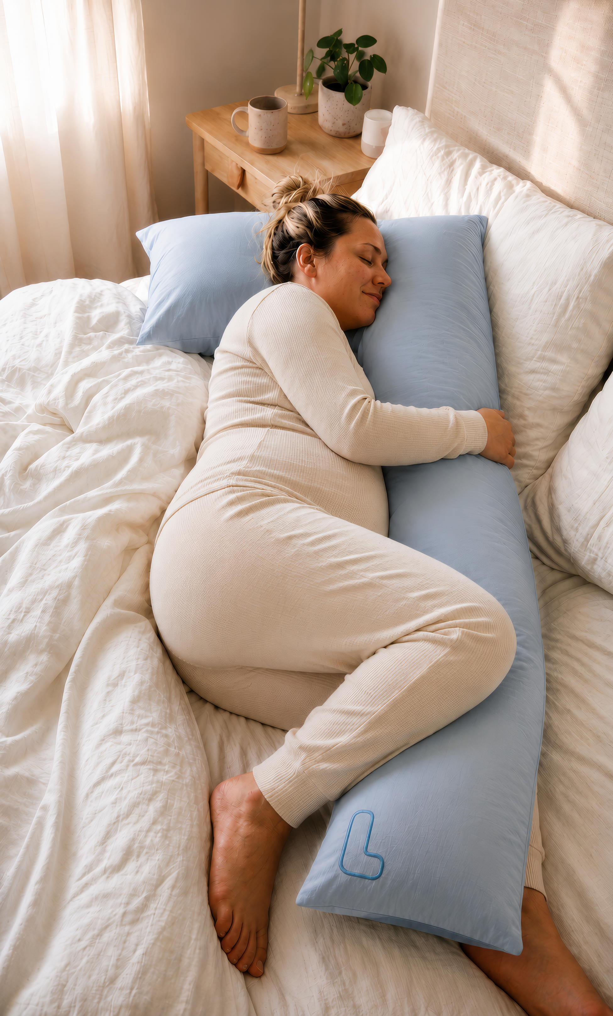 Pregnant woman sleeping comfortably