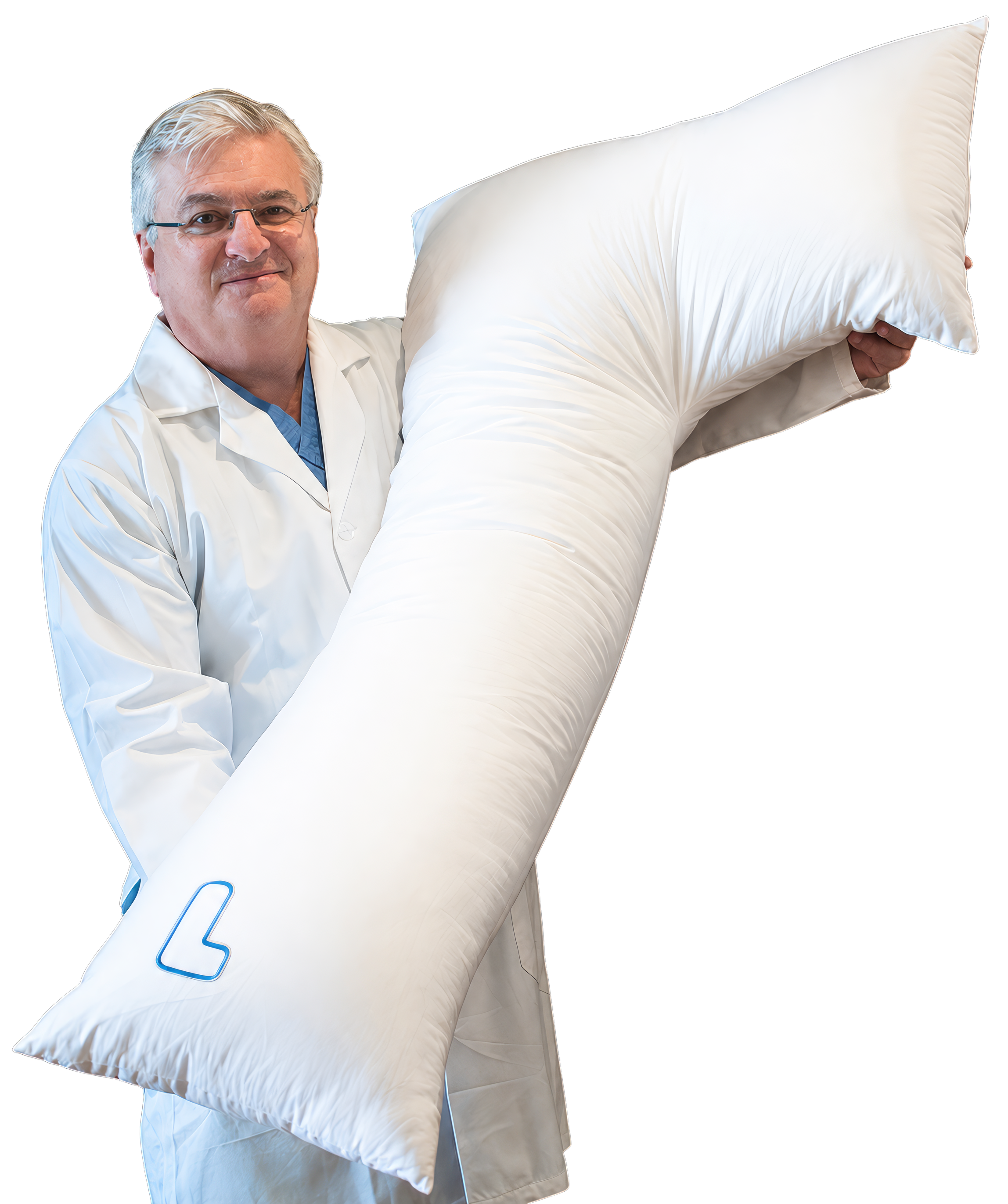 Dr. Carl Cricco holding a snuggL pillow